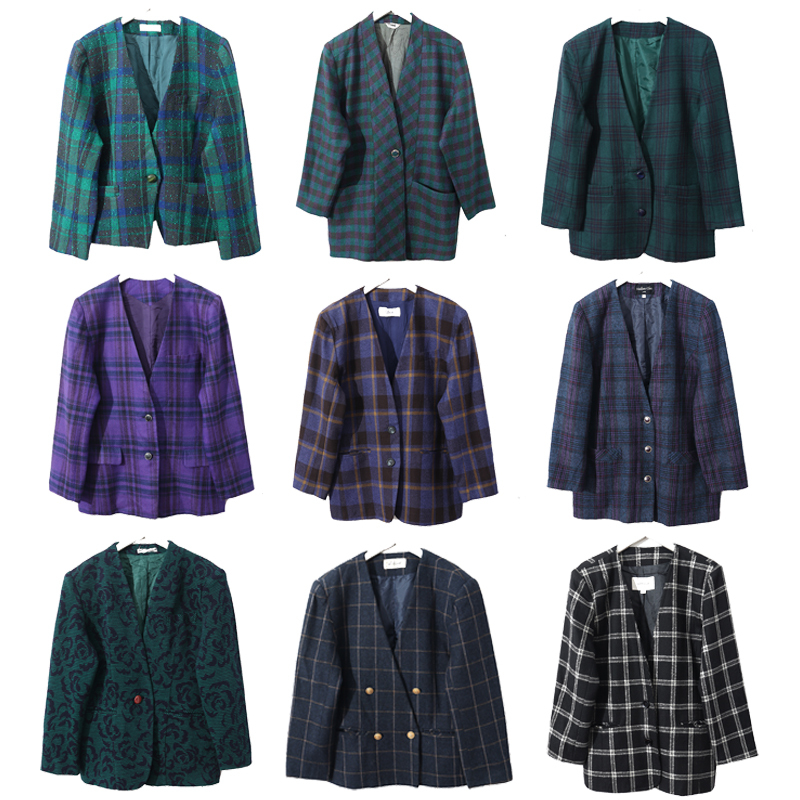 Japanese Vintage Retro Small Fragrant Style Wool Outwear Top Tweed Dress Suit Winter 40
