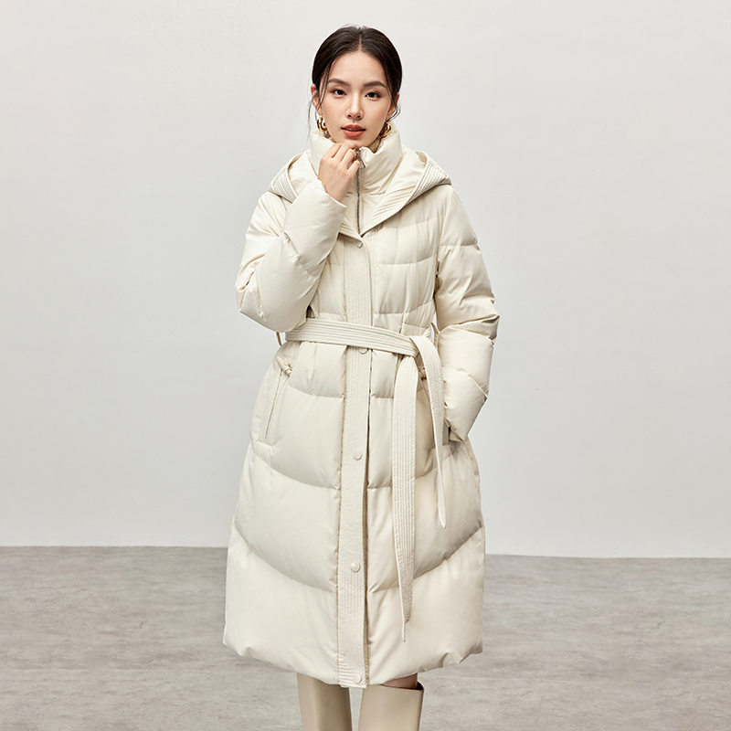 Solid Color Long down Jacket for Women, Winter 2026 New Style, White Duck Down, Thickened, Warm, Loose Fit, Long Sleeve Coat