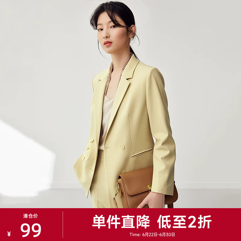 Niche Casual Commuter Business Suit for Women 2026 Spring New Style Three-Dimensional Tailoring Slim Double-Breasted Blazer