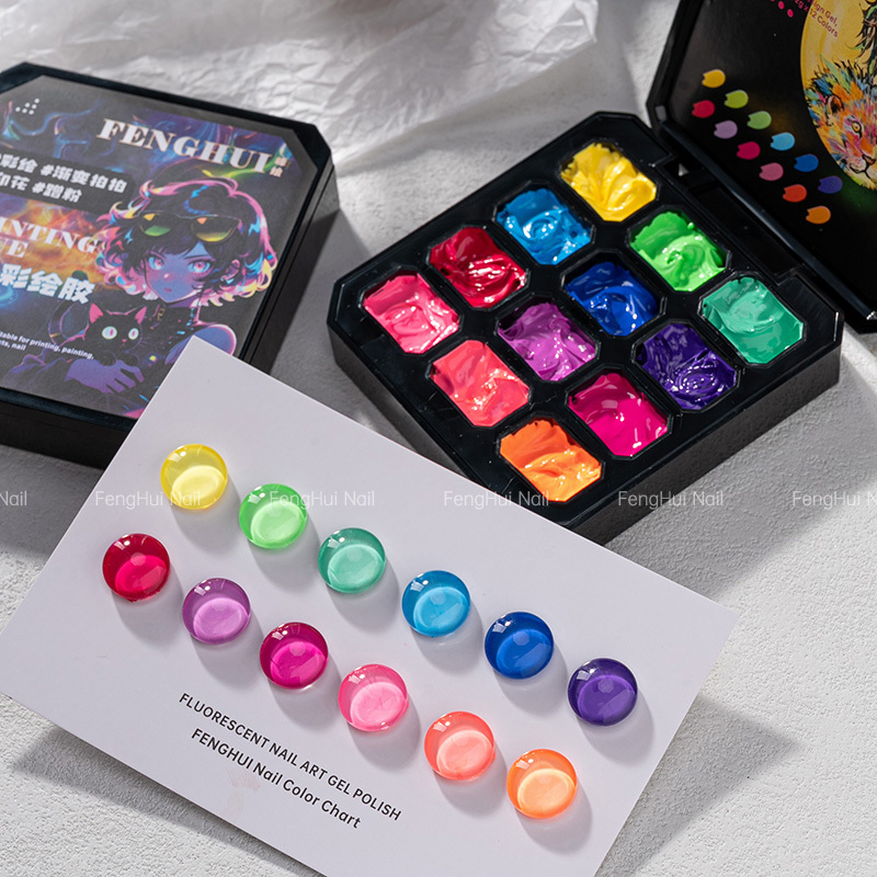 Fenghui Fluorescent Color Painting Gel High Saturation Gradient Pat Gel Painting Gel Non-Flowing Transfer Gel