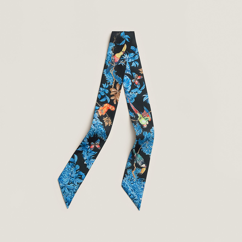 2026 New Product Equatorial Jungle Twill Silk Scarf Women's Long Ribbon for Tying Bags, Hair Tie, 86cm Long