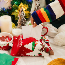 Cute Christmas cartoon waterproof tissue cloth towel bag toilet living room drawing paper bag lanyard tissue box