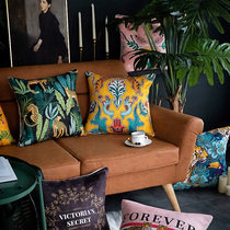 Luxury American pastoral waterproof pillow Fabric pillow cover Living room sofa pillow Waist pillow Office cushion backrest