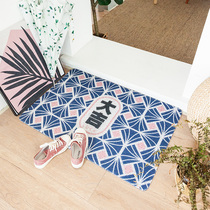 Entry and exit safety Japanese geometric ins door mat dust removal can be cut household PVC wire ring doormat easy to clean