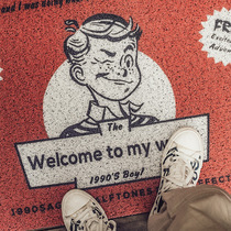 American retro cute boy door mat household scraping mud dust can be cut silk loop door mat non-slip mat