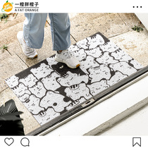 An Orange Cat Cat Silk Ring Ground Mat to enter the door Door Home Entrance Door Non-slip Pvc Outdoor Mat Can Be Cut