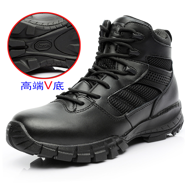 Spring and Autumn Junlock Cheetah V-bottom combat boots breathable leather land combat shoes tactical boots