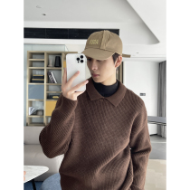 CCJE homemade waffle knit POLO collar sweater