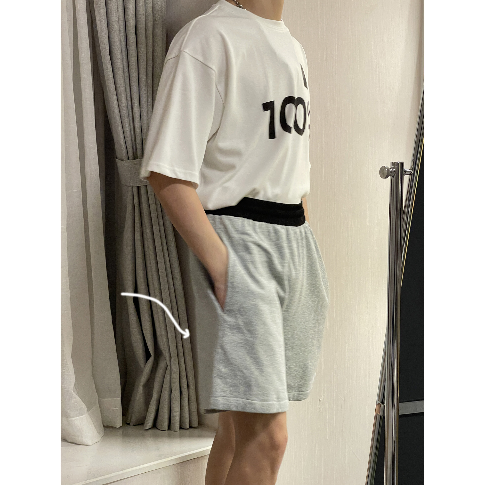 CCJE grey swepants boys Summer Korean version Trend Ins 100 lap casual 50% Pants Loose Shorts Outwear