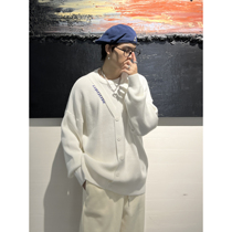 CCJE harbor wind fake two pieces of knitted shirt men 2021 new winter Net red with Korean version of thick sweater ins tide