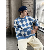 CCJE is not easy to plow in winter thickened Diamond thick knitted sweater men Korean trend boys round neck sweater ins ins