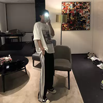 CCJE harbor style pants men's high street ins autumn and winter loose casual pants spring and autumn Korean version of the trend drag floor pants tide