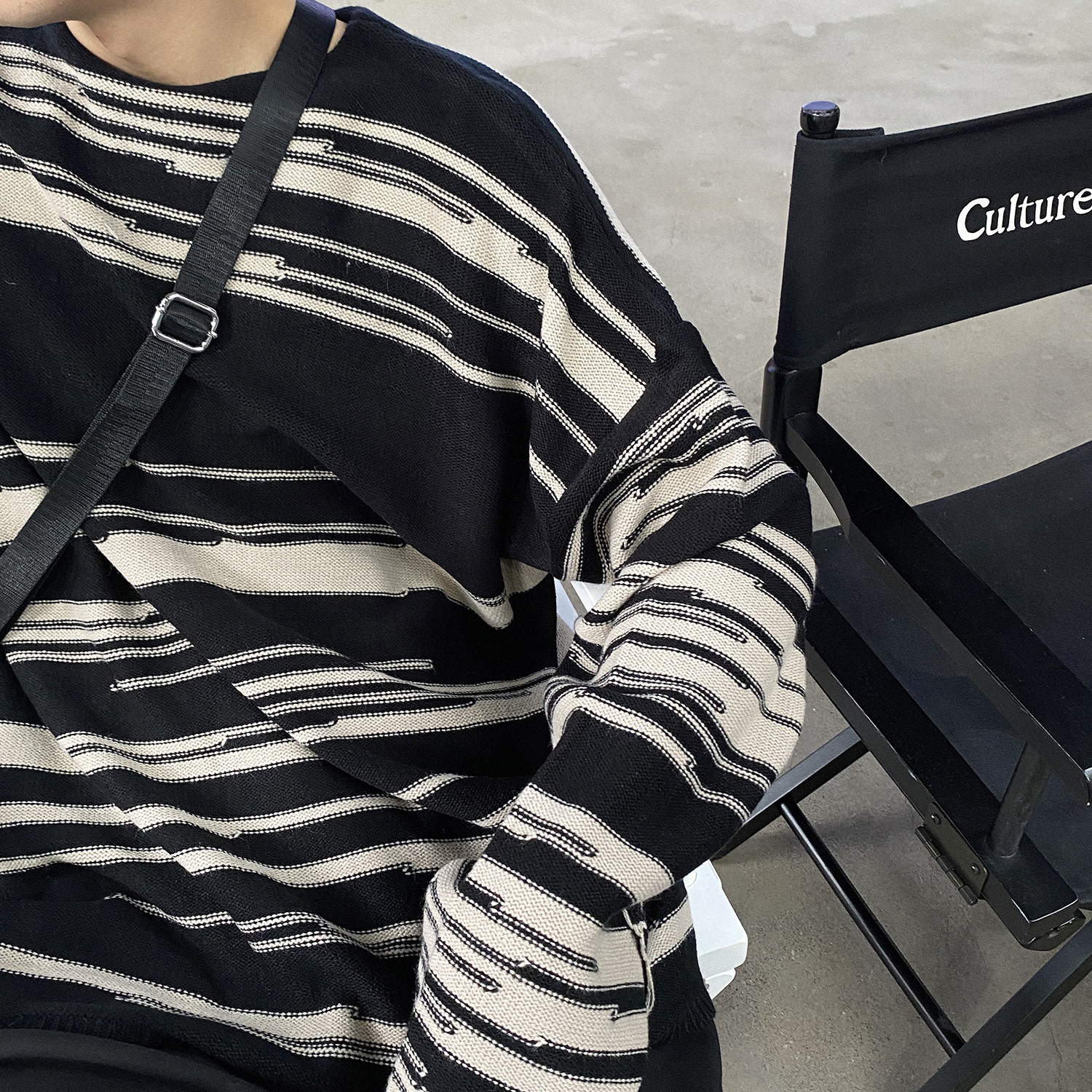 CCJE Winter Loose Striped Couple Sweater Men and Women Lazy Wind Round Neck Knit Sweater Pullover Sweater Top Outerwear