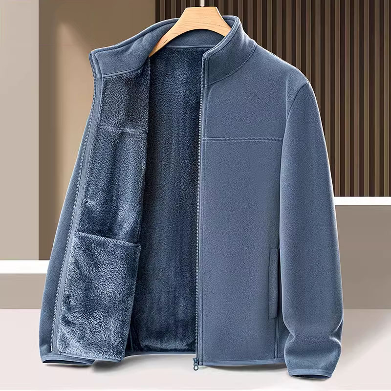 Japanese Autumn and Winter Fleece Sweatshirt for Middle-Aged Men, Thickened Fleece Jacket, Fleece Coat for Middle-Aged and Elderly, Warm Cotton Coat