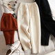 Cashmere texture radish pants women's autumn and winter loose thick woolen harem pants nine points large size slim feet casual pants