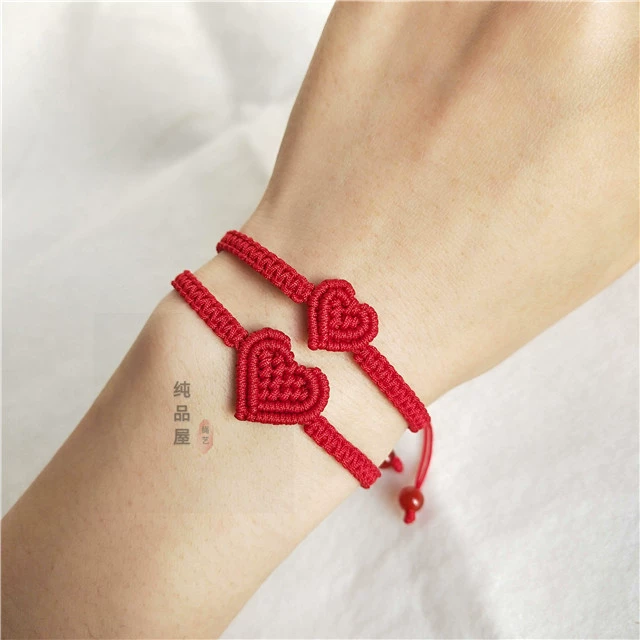 Dệt kim tay đỏ yêu vòng tay vòng cổ chuỗi vòng cổ vòng tay Giúp may mắn cặp đôi dây đỏ tay gửi tặng bạn gái món quà cha mẹ-con - Vòng chân