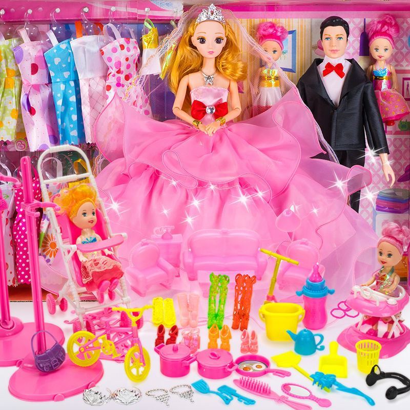 Changing dress Wedding Dress Barbie Dolls Kit Big Gift Box Wedding princess Children Girls Toys Dresses Dresses Home Wine Birthday Gifts