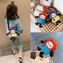 Children children bag cute shoulder bag boys and girls Korean cartoon baby car Canvas light shoulder bag