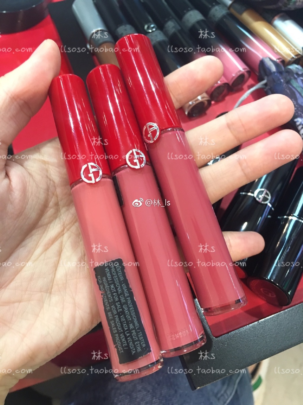 Lin s ~ fold, Armani velvet red tube black tube lip glaze 209 214 405 206 415, etc.