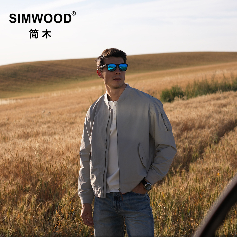 Simwood/Jianmu [Loose Fit] Ma-1 Flight Jacket Baseball Collar Nylon Autumn Jacket S13250895B