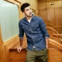 Simwood Jane Men 2019 Thu mới Áo sơ mi denim Lapel Áo khoác denim nam giản dị - Cao bồi quần tây