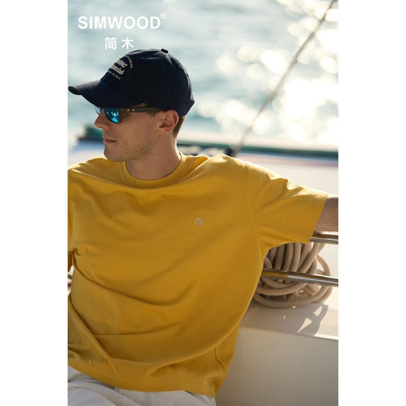 Simwood/Jianmu [Loose Fit] 230g Mint Sorona Long Staple Cotton Wood Short Sleeve T-Shirt