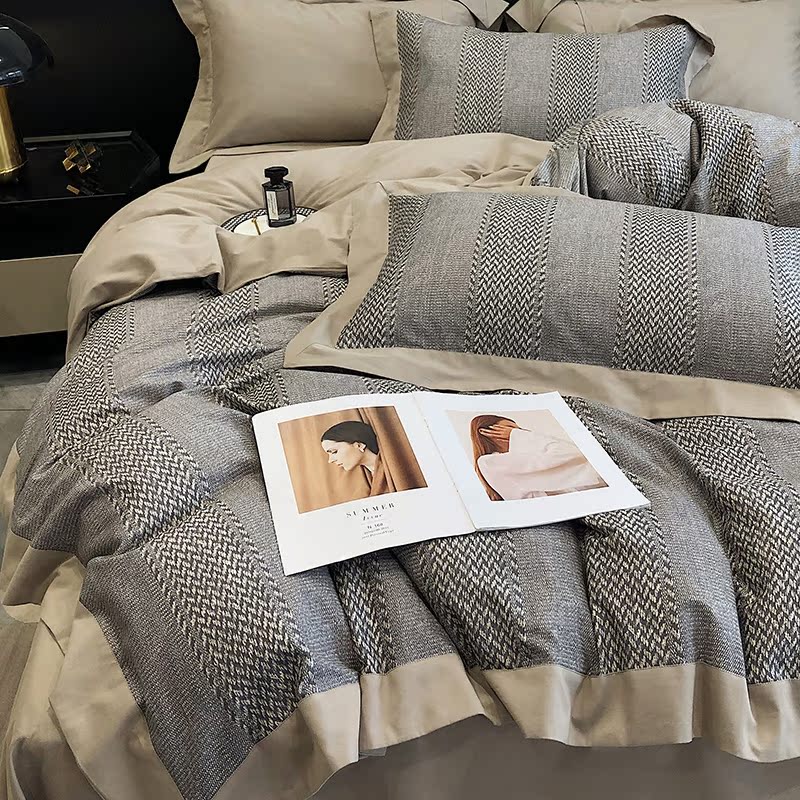 High-end American style 100-count cotton brushed four-piece set digital printing thickened warm autumn and winter quilt cover bedding