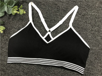 Original single breathable Black thin shoulder strap Womens Rimless stretch fitness bra gathered sports bra 9430F
