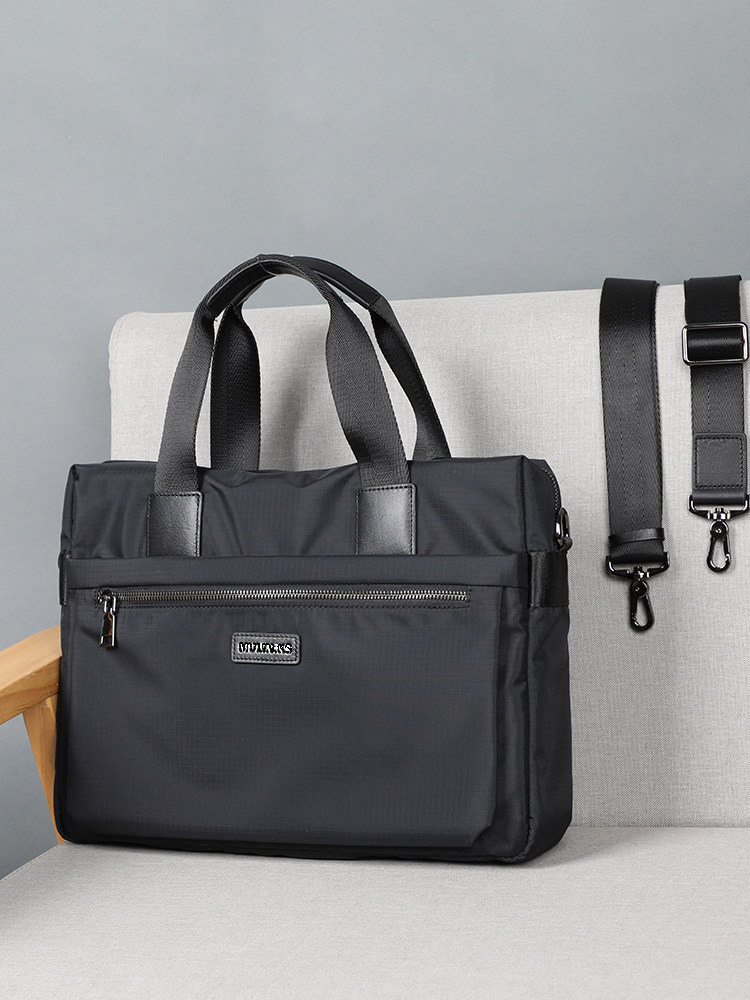 Computer handbag men's business briefcase canvas men's business bag large-capacity file bag meeting custom new