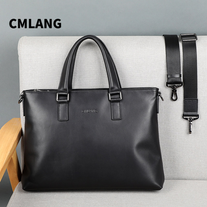 Leather Men's Bag Handbag Men's Business Briefcase Men's Business Bag Large-capacity Information Document Bag Leather Customization