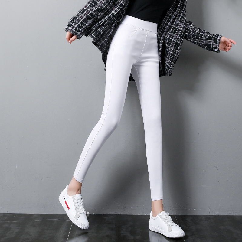 White Leggings for Women, Suitable for Outerwear, Nine-Tenths Length, Spring and Summer, Slim Fit, Eight-Tenths Length, High-Waisted, Thin, Plus Size, Tight-Fitting, Stretchy Magic Pants