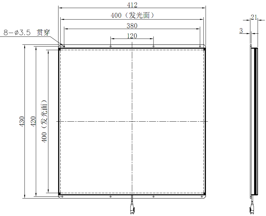 Machine vision light source surface light source backlight industrial LED lighting detection light source HFL400-400
