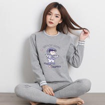 Thickened and velvet thermal underwear youth cotton long sleeve trousers young lady round neck junior high school student girl