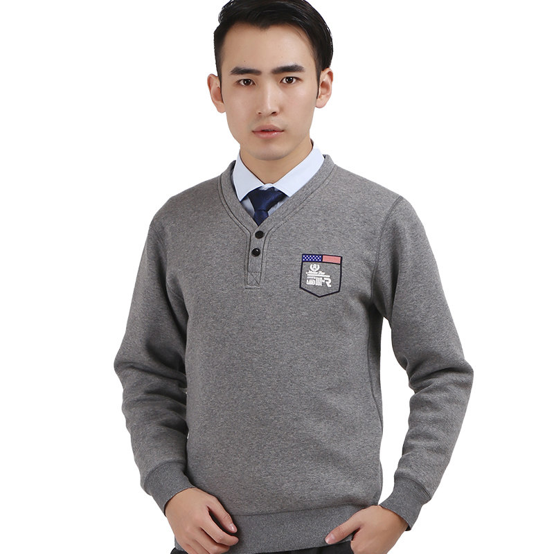 Men V collar calorific dress pants gush thickened pure cotton Fashion outside of the winter Youth gattening increase