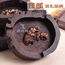 Thai solid wood ashtray Teak embossed Elephant fashion ashtray Southeast Asian crafts Home supplies special offer