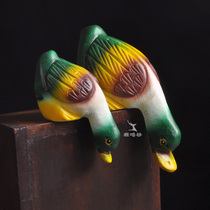 Thai wood carving duckling ornaments Fish tank bookcase TV cabinet Fun home accessories Desktop characteristic animal decoration