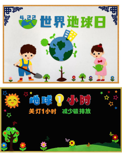 4.22世界地球日主题黑板报装饰墙贴画中小学教室布置班级文化宣传