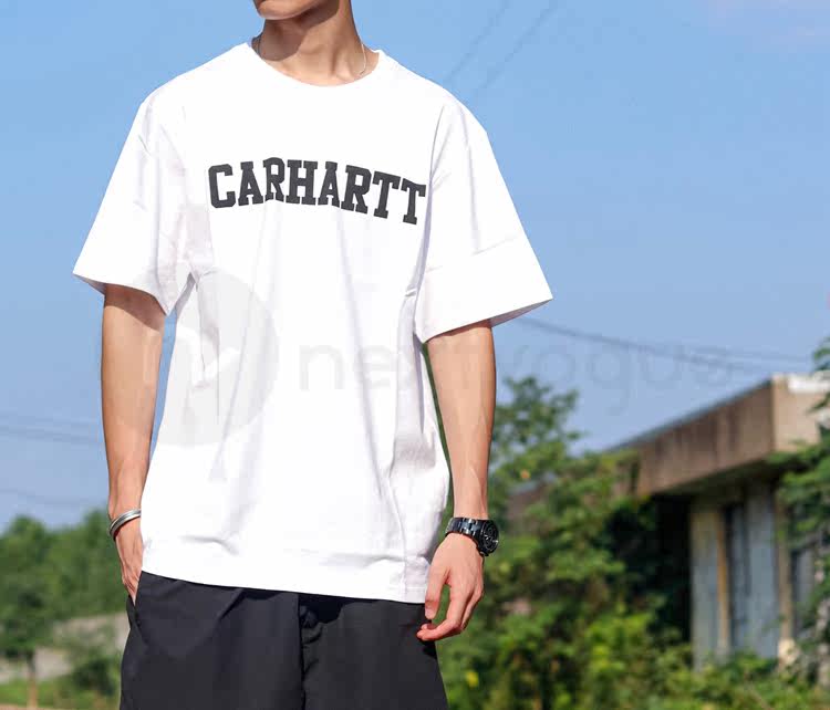 (NextVogue)carhartt wip college t-shirt letters logo short sleeve six colors