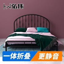 Hongwei Wrought iron bed Double bed Nordic style Princess bed 1 8 meters thick simple modern 1 5 meters ins iron frame bed
