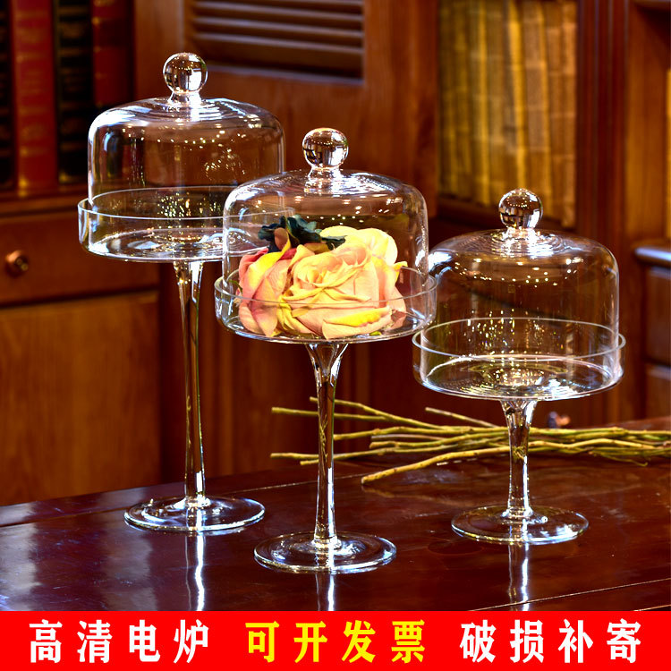 Creative European-Style Transparent Glass Cake Tray Cake Cover High-Footed Dust-Proof Wedding Decoration Dessert Table Home Furnishings Creative European-Style Transparent Glass Cake Tray Cake Cover High-Footed Dust-Proof Wedding Decoration Dessert Table Home Furnishings