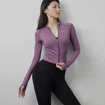 Fitness clothes women running autumn and winter sports jacket loose casual zipper cardigan quick-drying long sleeve top yoga clothing