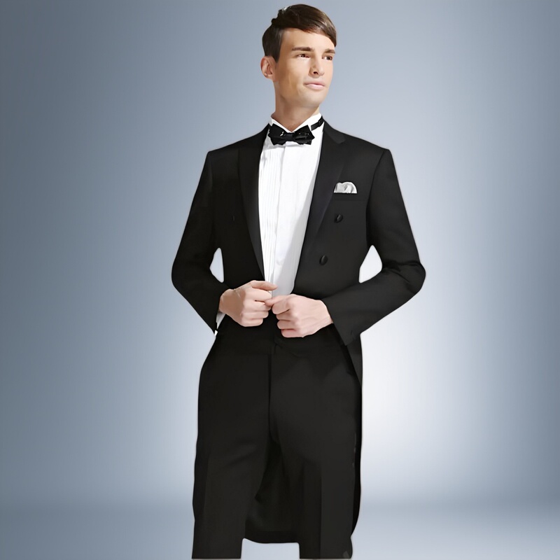 European Medieval Men's Double-Breasted Tailcoat Suit, Short in Front and Long in Back, Butler Costume, Men's British Style Conductor Uniform