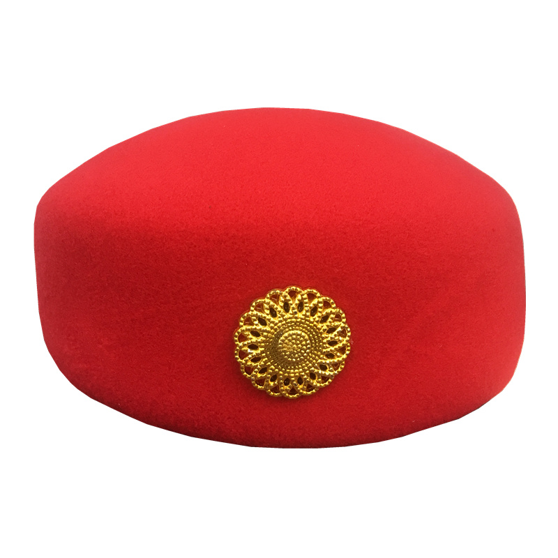 Lady Jun Drum hat band Berehat Red performance hat flight attendant hat honor guard who performed Mao's drum number hat