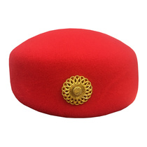 Ladies snare drum cap band beret red performance cap flight sister hat honor guard performance hairy drum hat