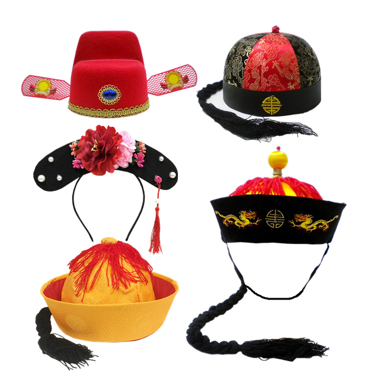 Qing Dynasty ancient clothes Qianlong Emperor's hat Longhat Performance hat Hood Landowners Cap Melon Leather Hat Crown Prince Hat Crown Prince Hat Shaped Meta Hat