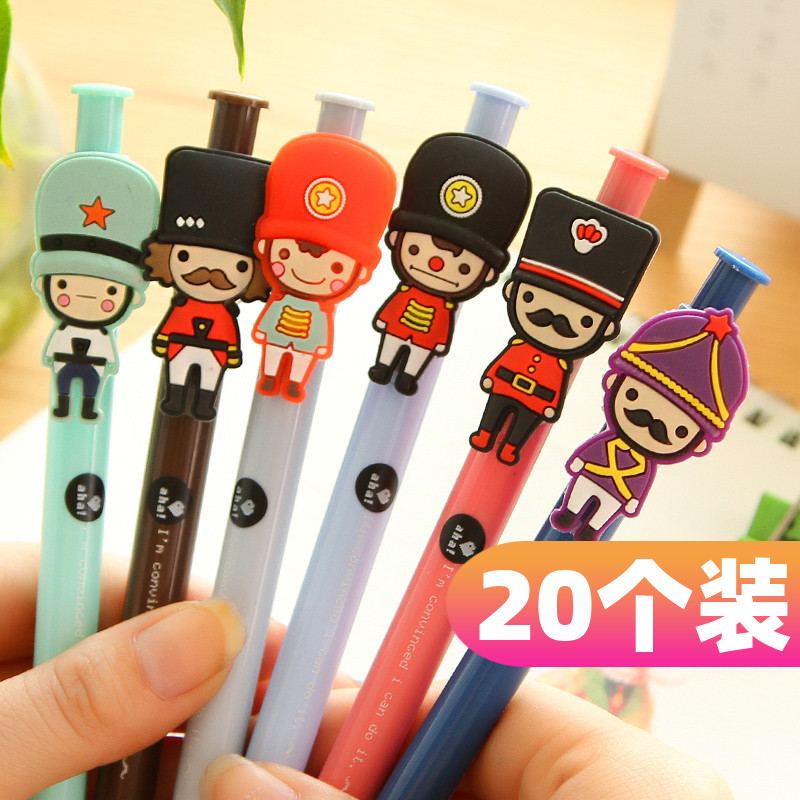 Korean stationery cute cartoon big soldier by moving ball pen Plastic creative atom pen student gift wholesale