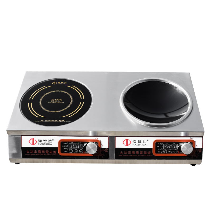 Haizida commercial induction cooker 3500w*2 head combination of one flat and one concave induction cooker Household stir-fry soup double gas stove
