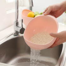 Washing rice sieve Amoy rice basin Amoy rice basin Household plastic washing basket washing basket drain basket Drain plate Amoy rice basket