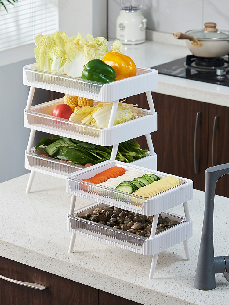 Kitchen multi-function shelf Vegetable dish rack Multi-layer vegetable artifact Household vegetable rack side dish rack