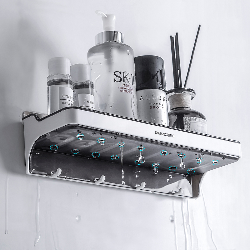 Free Punch Bathroom Makeup Room Shelving Toilet Bathroom Wall wall wall-mounted Multi-functional hook containing layer shelf